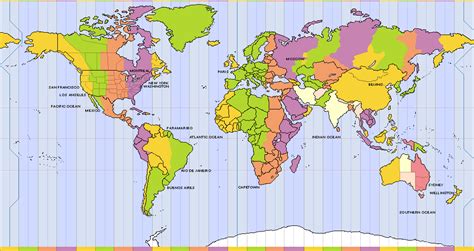 World time zones map world clock for travellers.