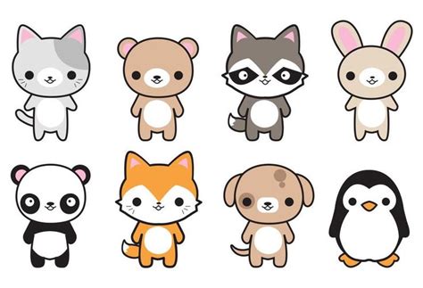 Premium Vector Clipart Cute Animals Kawaii Animals Cute Cat Dog Bunny ...