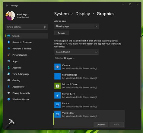 Set Graphics Preference for Apps in Windows 11