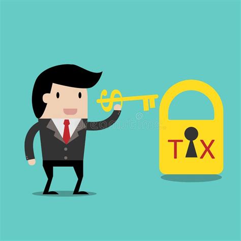 Tax Deduction for Investment Concept,cartoon Businessman with Key in ...