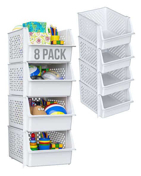 Skywin Plastic Stackable Storage Bins for Pantry - Stackable Bins For ...