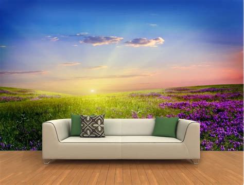 Landscape wallpaper murals Beautiful sunset lavender 3D backdrop 3d ...