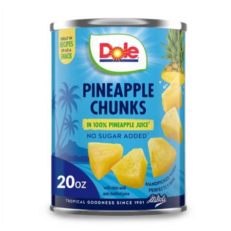 Dole® Canned Pineapple Chunks Fruit In 100% Pineapple Juice, 20 oz - Kroger