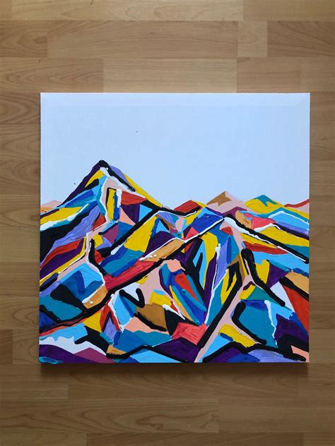 Abstract Art Modern Abstract Geometric Painting Mountain | Etsy