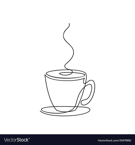 Cup coffee continuous one line drawing hot Vector Image