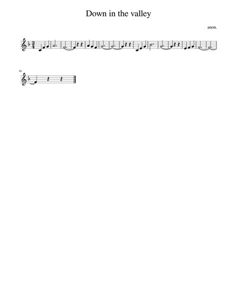 Down in the valley Sheet music for Piano (Solo) | Musescore.com