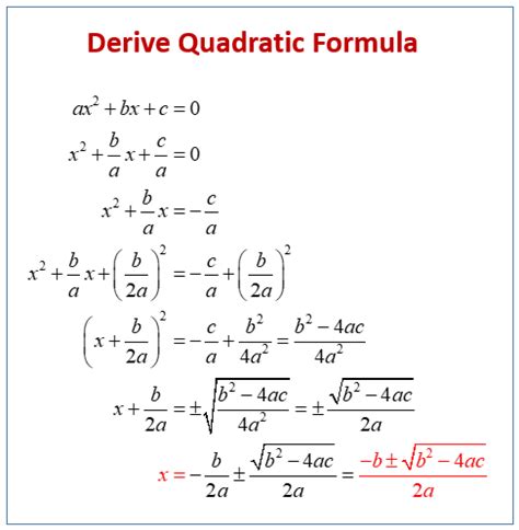 Steps To Derive The Quadratic Formula - slideshare