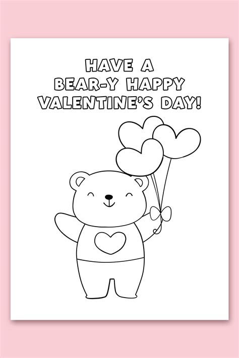 Free Printable Coloring Valentines Day Cards for Kids