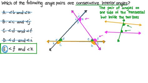 Question Video: Identifying Consecutive Interior Angles | Nagwa