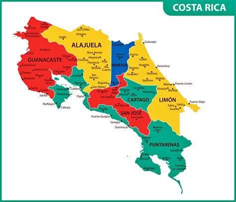 Costa Rica Map of Regions and Provinces - OrangeSmile.com