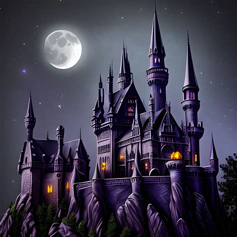 gothic castle with a bats night moon photography wizard "intrica ...