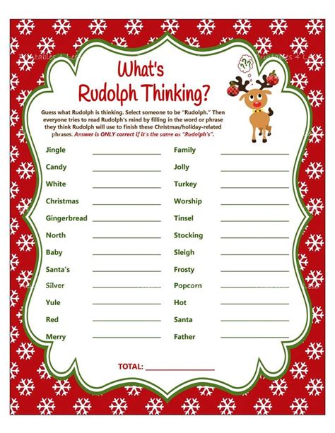 Finish My Phrase, Christmas Game, What's Rudolph Thinking, Christmas ...