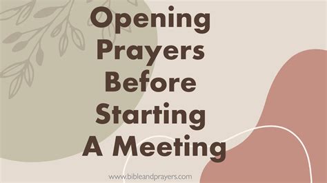 Opening Prayers Before Starting A Meeting -Bibleandprayers.com