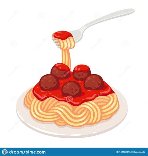 Spaghetti with Meatballs Stock Vector