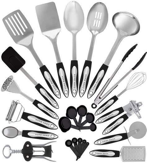 Stainless Steel Kitchen Utensil Set – 25 Cooking Utensils – Nonstick ...