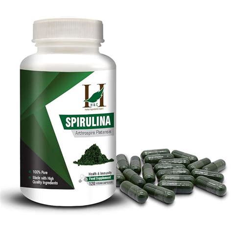 H&C Herbal Ingredients Expert Spirulina 120 Capsules (450mg Each ...