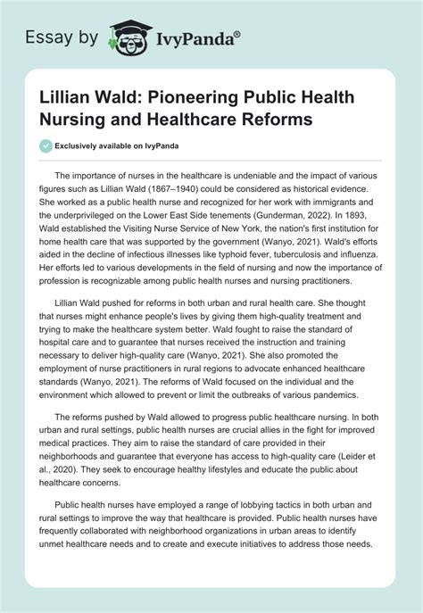 Lillian Wald: Pioneering Public Health Nursing and Healthcare Reforms ...