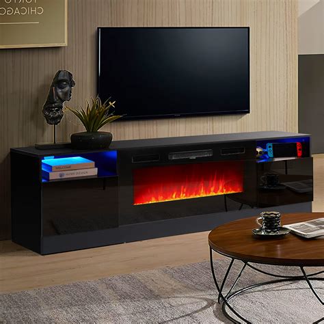 Amerlife Fireplace TV Stand With 36 Electric Fireplace, LED