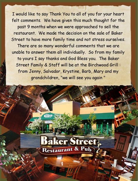 End of the road: Popular Baker Street Restaurant & Pub closes its doors ...