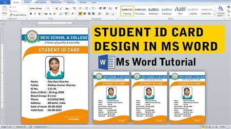 Student Id Card Design In Ms Word - IMAGESEE