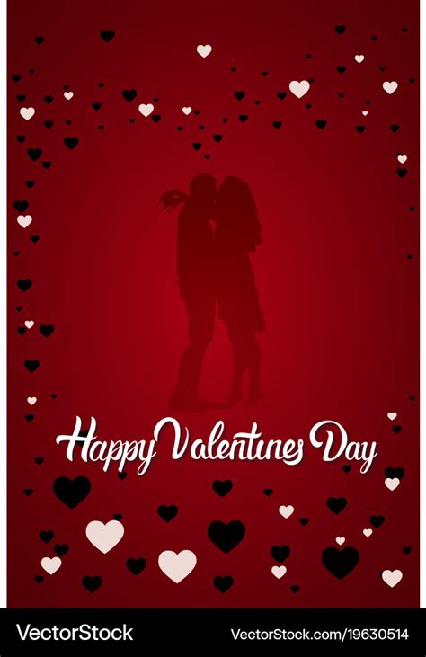 Silhouette couple kissing happy valentines day Vector Image