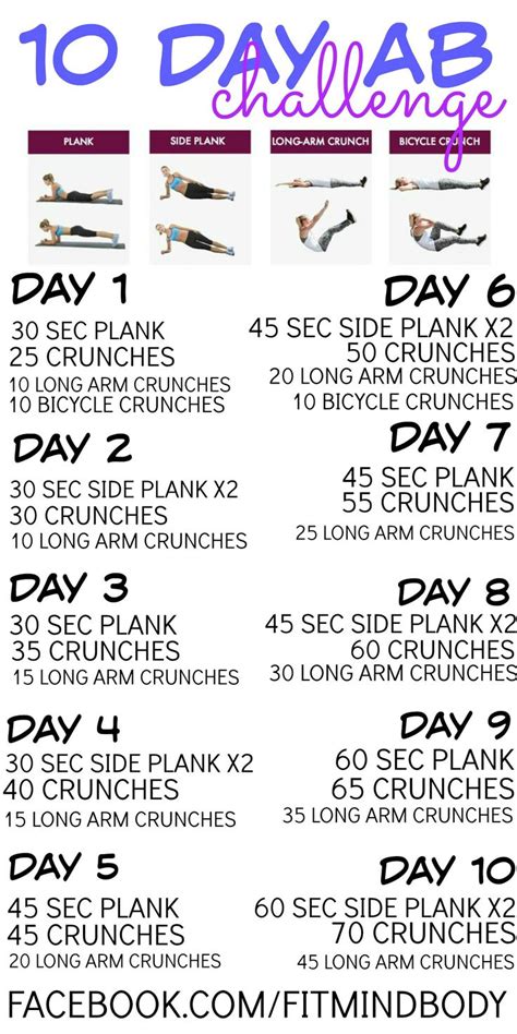 10 Day Ab Challenge | Ab challenge, Ab workout plan, Ab workout challenge