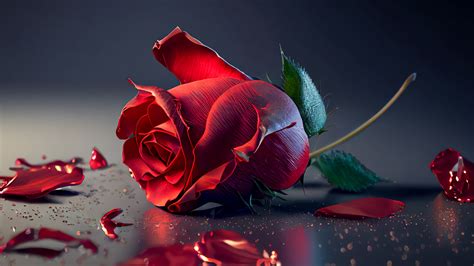 Rose flower Wallpaper 4K, AI art, Red Rose, Rose Petals, 5K