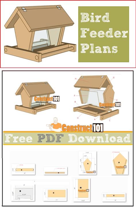 Build a Bird Feeder - PDF Download - Construct101 | Bird feeder plans ...