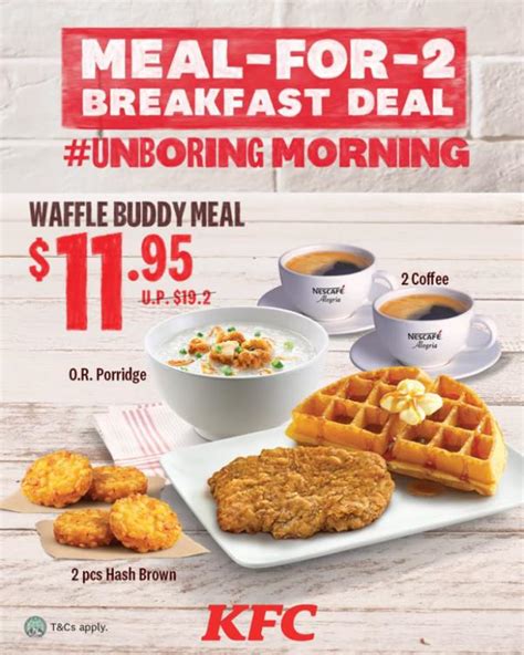 KFC Breakfast Meal-For-2 @ $11.95 Promotion (valid until 19 Apr 2022)