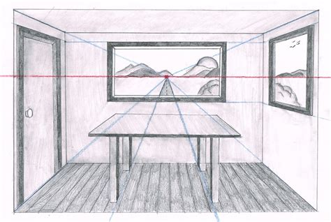 a drawing of a table in front of a window with the words perspective ...