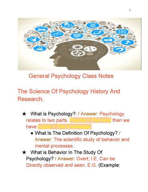 General psychology class notes - General Psychology Class Notes The ...