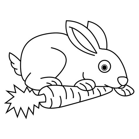 cute bunny eating carrots, Rabbit Vector,good for kids coloring book ...