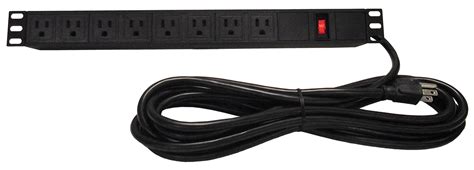 19-Inch Rack Mount Metal Power Strip with 8 Outlets and 15 Foot Cord ...