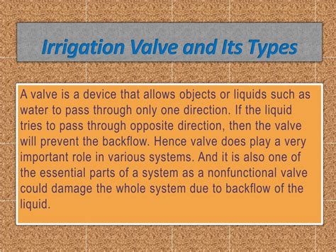 PPT - Irrigation Valve and Its Types PowerPoint Presentation, free ...