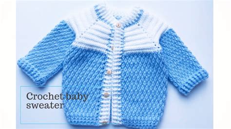 Newborn Baby Cardigan Crochet Pattern V-Stitch Sweater Tutorial ...