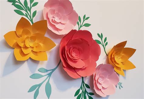 5 large paper flowers set 3D paper flowers nursery decor | Etsy