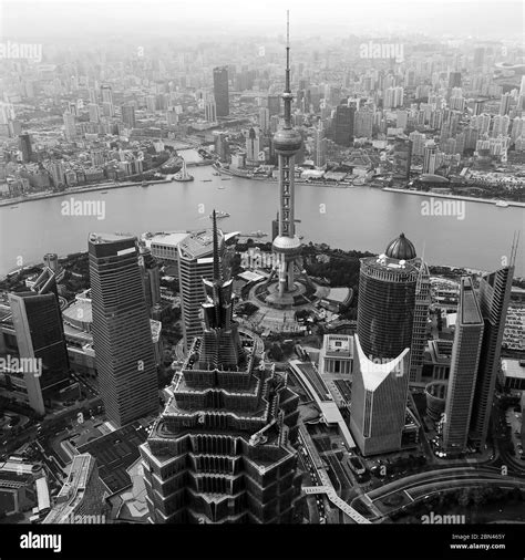 Shanghai skyline sunrise Black and White Stock Photos & Images - Alamy