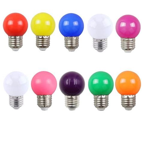 Lot de 10 ampoules LED couleur E27 2W pour décoration de fête et maison ...