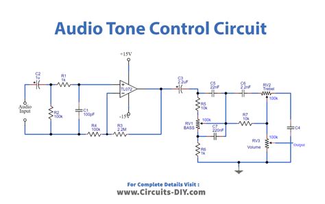 Simple Audio Tone Control Circuit using TL072