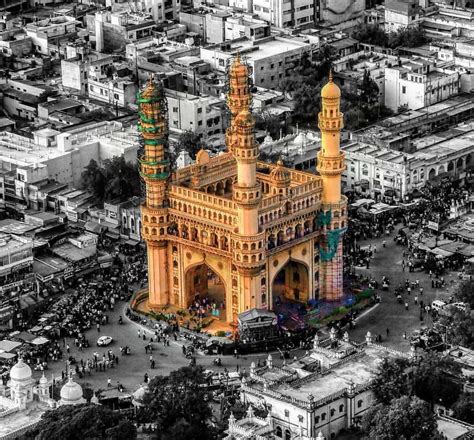 "The Charminar ("Four Minarets"), constructed in 1591, is a monument ...