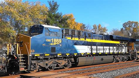 CSX #1869 Chesapeake & Ohio Heritage Unit on Mixed Freight Train - YouTube