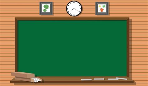 Blackboard and elements vector in the classroom on wooden sheet ...