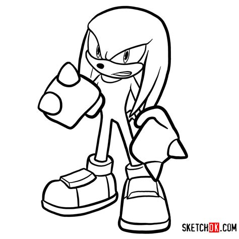 How to draw Knuckles the Echidna | Sonic the Hedgehog - Step by step ...