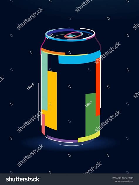 Aluminum Can Mockup Abstract Colorful Drawing Stock Vector (Royalty ...