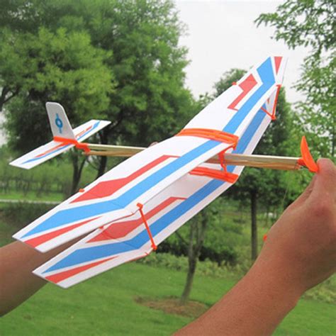 DIY Hand Throw Flying Glider Plane Toy Elastic Rubber Band Powered ...