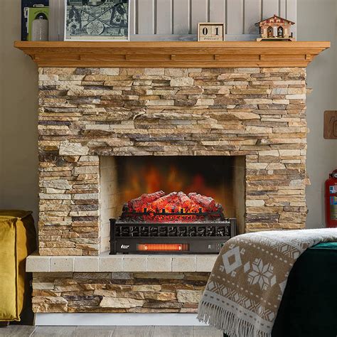 TURBRO Eternal 26-Inch Electric Fireplace Log Flame Heater, Realistic ...