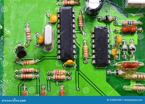 Electronic Circuit with Electronic Components Resistors Capacitors and ...