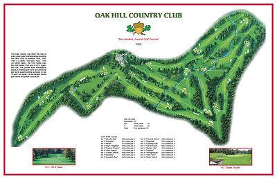 OAK HILLS - Vintage Golf Course Maps print (30" x 19") | eBay