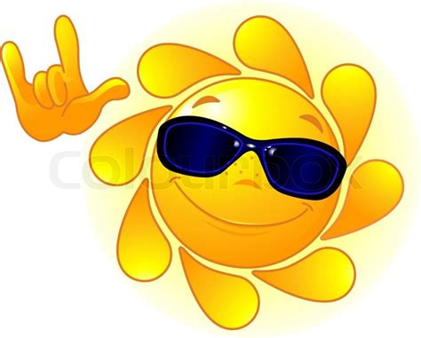 Cute and shiny Sun with sunglasses ... | Stock vector | Colourbox