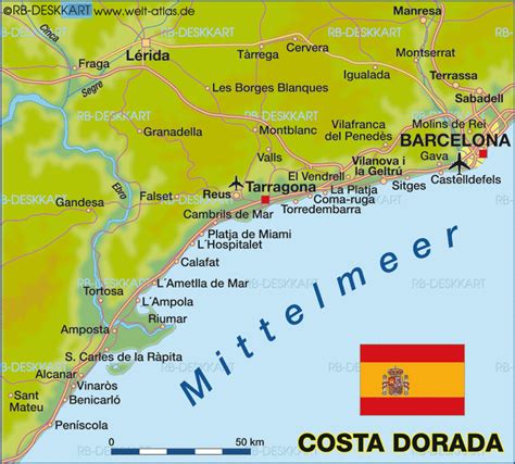 Map of Costa Dorada (Region in Spain) | Welt-Atlas.de